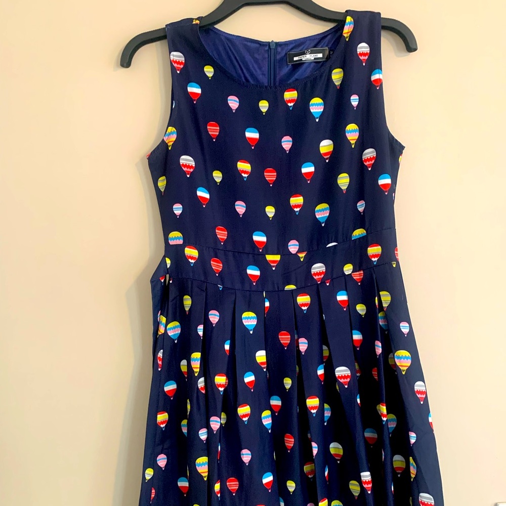 Paper London Hot Air Balloon Print Fit-Flare Dress